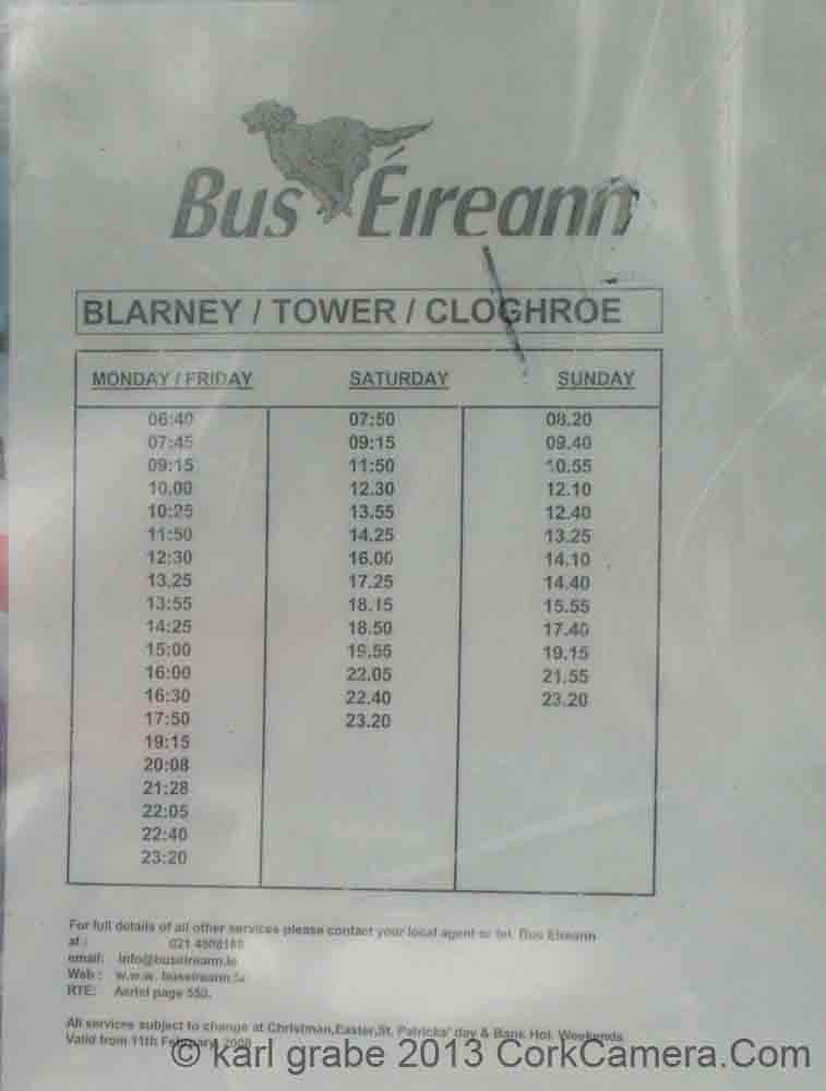 KG230427 bus timetable blarney tower cloghroe